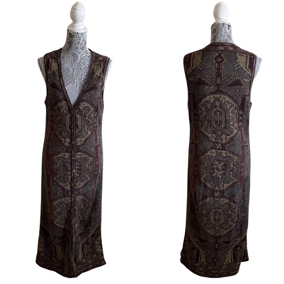 Peruvian Connection Sweaters - Peruvian Connection Pima Cotton Long Sweater Vest Size Large